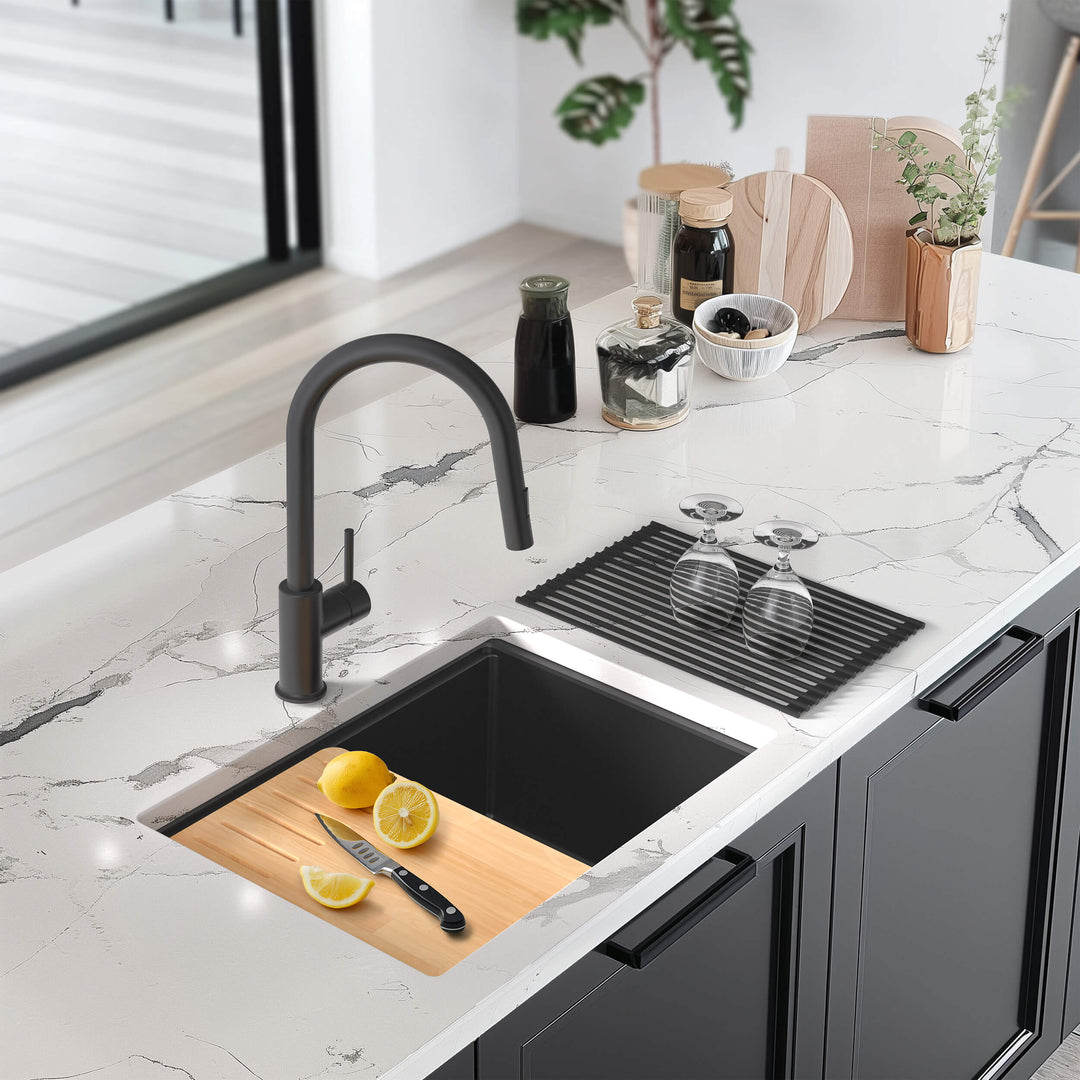 23" Undermount Single Bowl Quartz Workstation Kitchen Sink