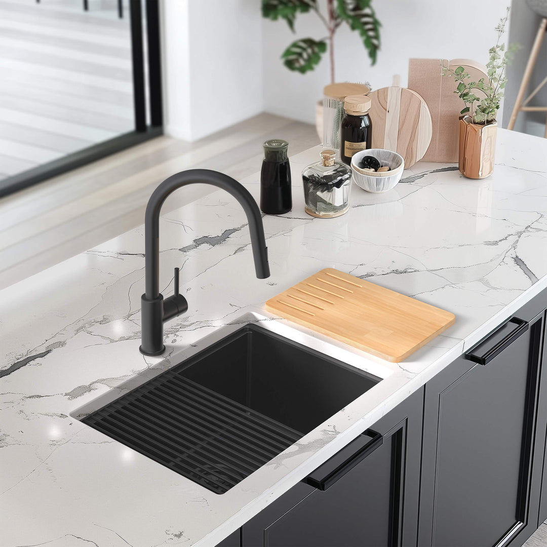 23" Undermount Single Bowl Quartz Workstation Kitchen Sink