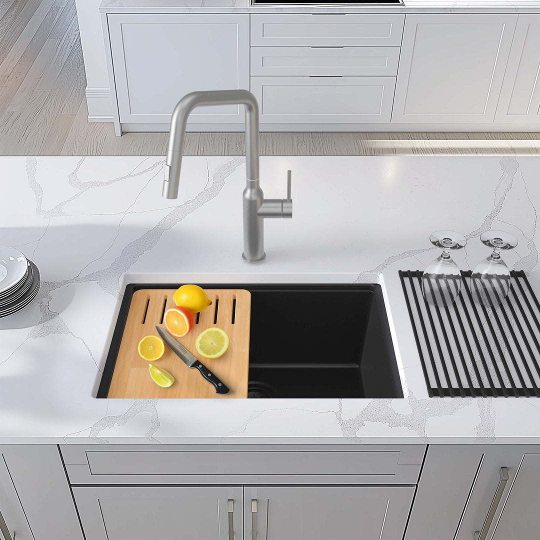 23" Undermount Single Bowl Quartz Workstation Kitchen Sink