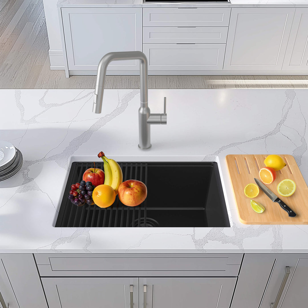 23" Undermount Single Bowl Quartz Workstation Kitchen Sink
