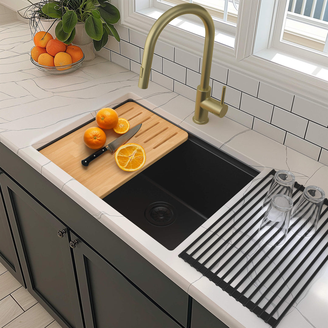 25" Undermount Single Bowl Quartz Workstation Kitchen Sink