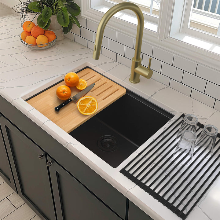 25" Undermount Single Bowl Quartz Workstation Kitchen Sink
