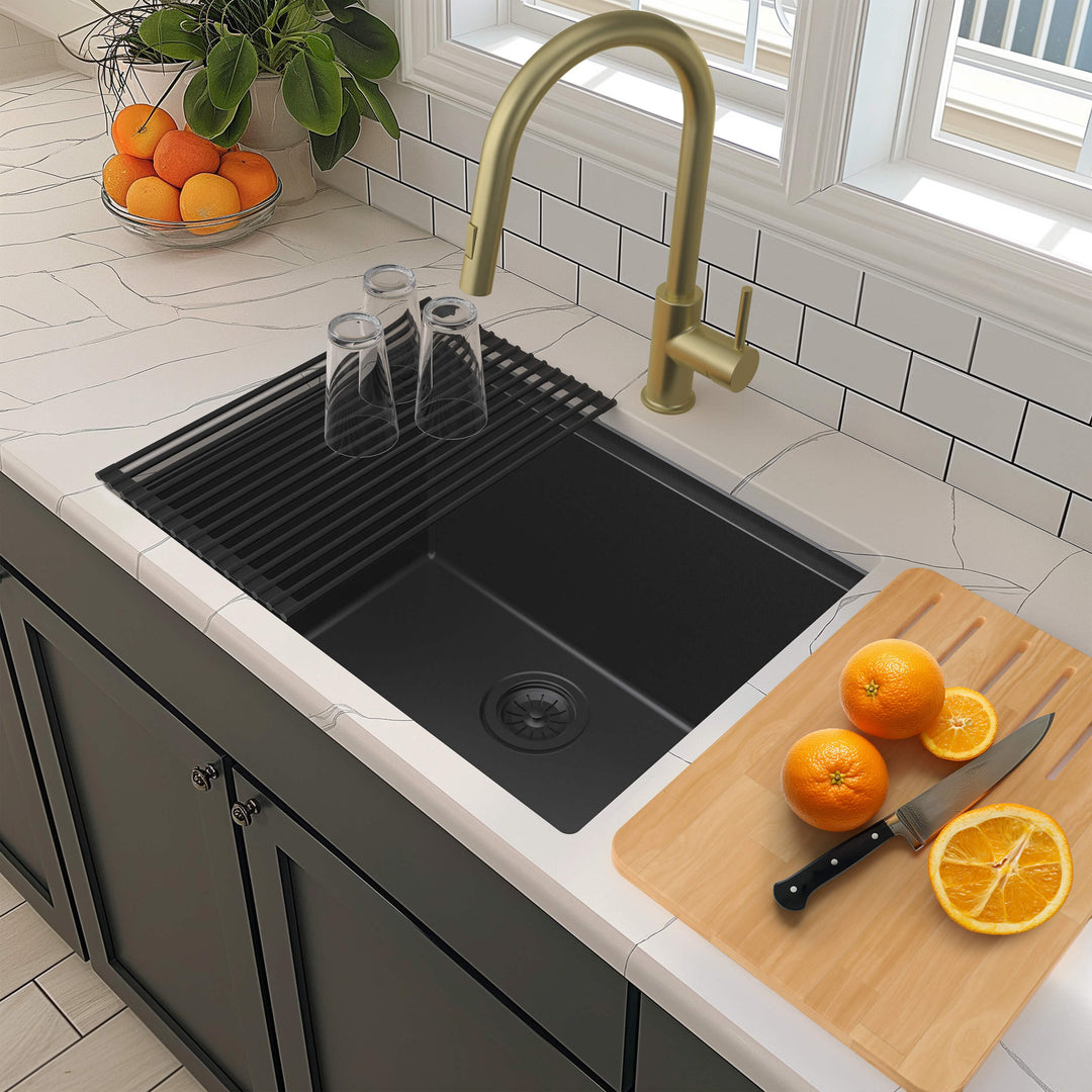 25" Undermount Single Bowl Quartz Workstation Kitchen Sink