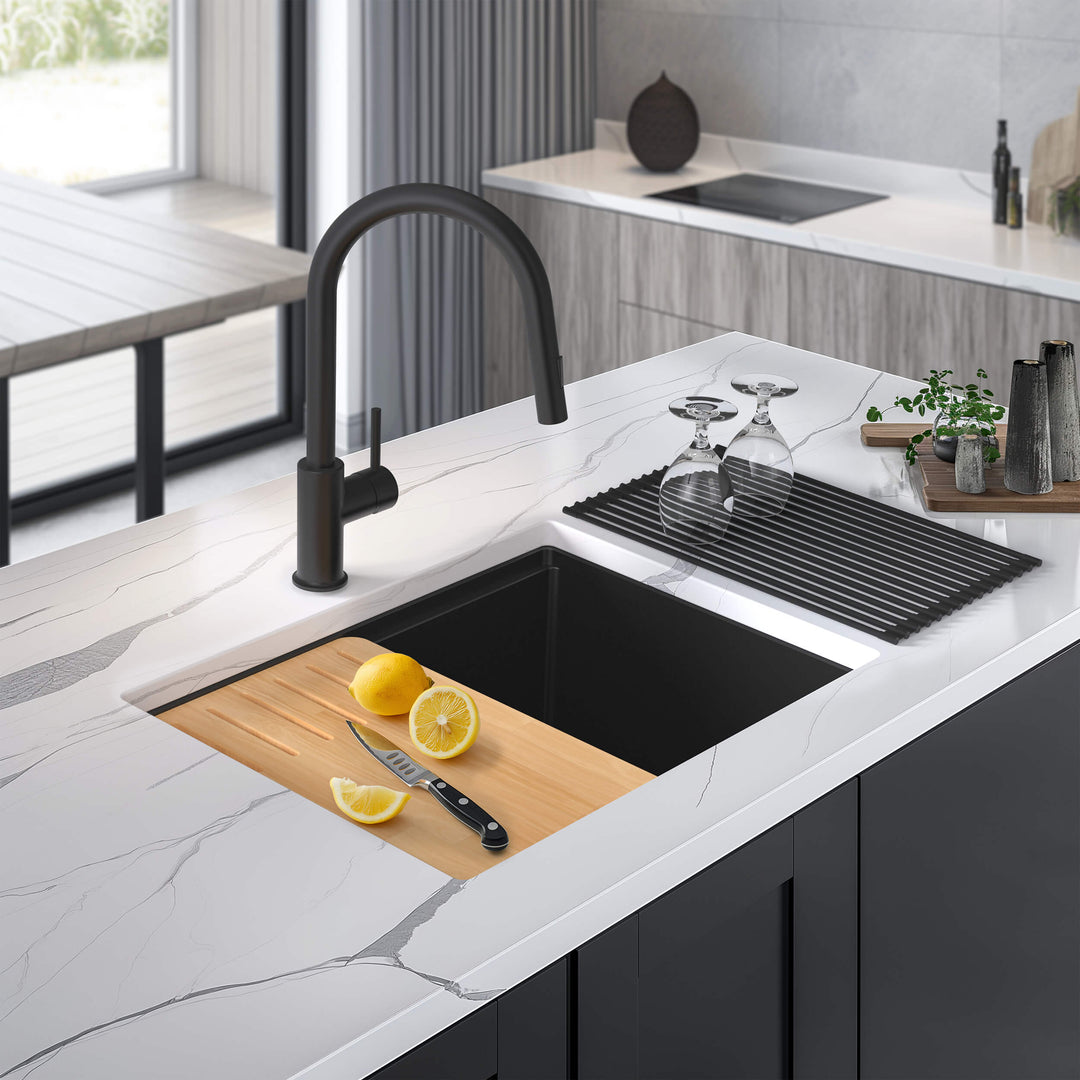 25" Undermount Single Bowl Quartz Workstation Kitchen Sink