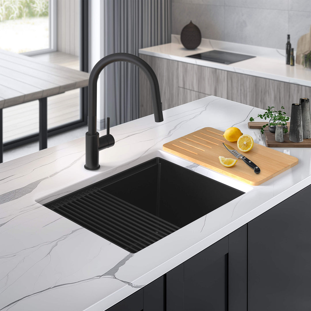 25" Undermount Single Bowl Quartz Workstation Kitchen Sink