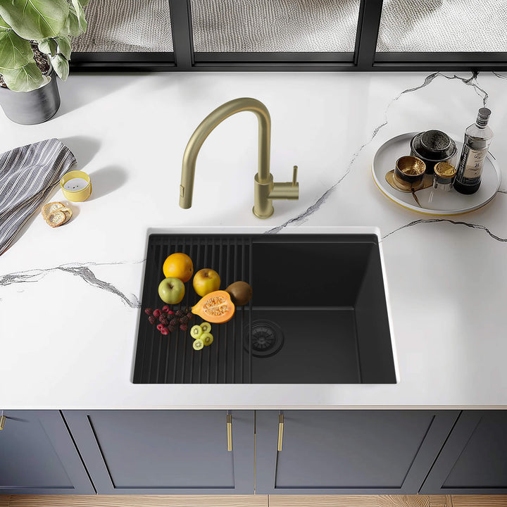 25" Undermount Single Bowl Quartz Workstation Kitchen Sink