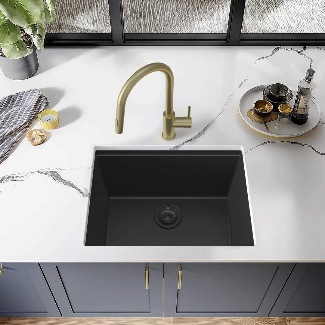 25" Undermount Single Bowl Quartz Workstation Kitchen Sink