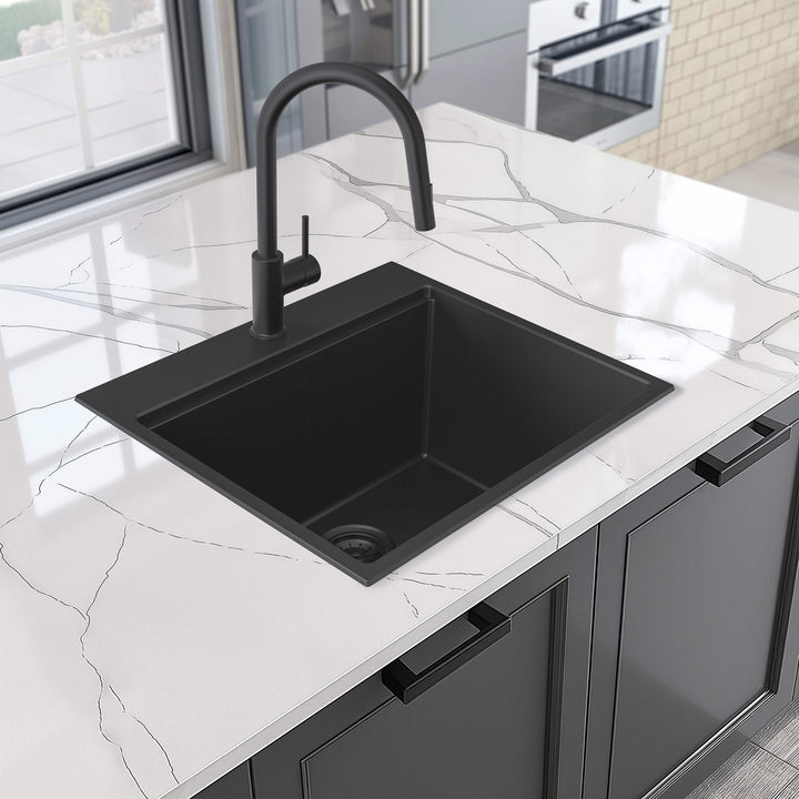 25" Top-Mount Single Bowl Quartz Workstation Kitchen Sink