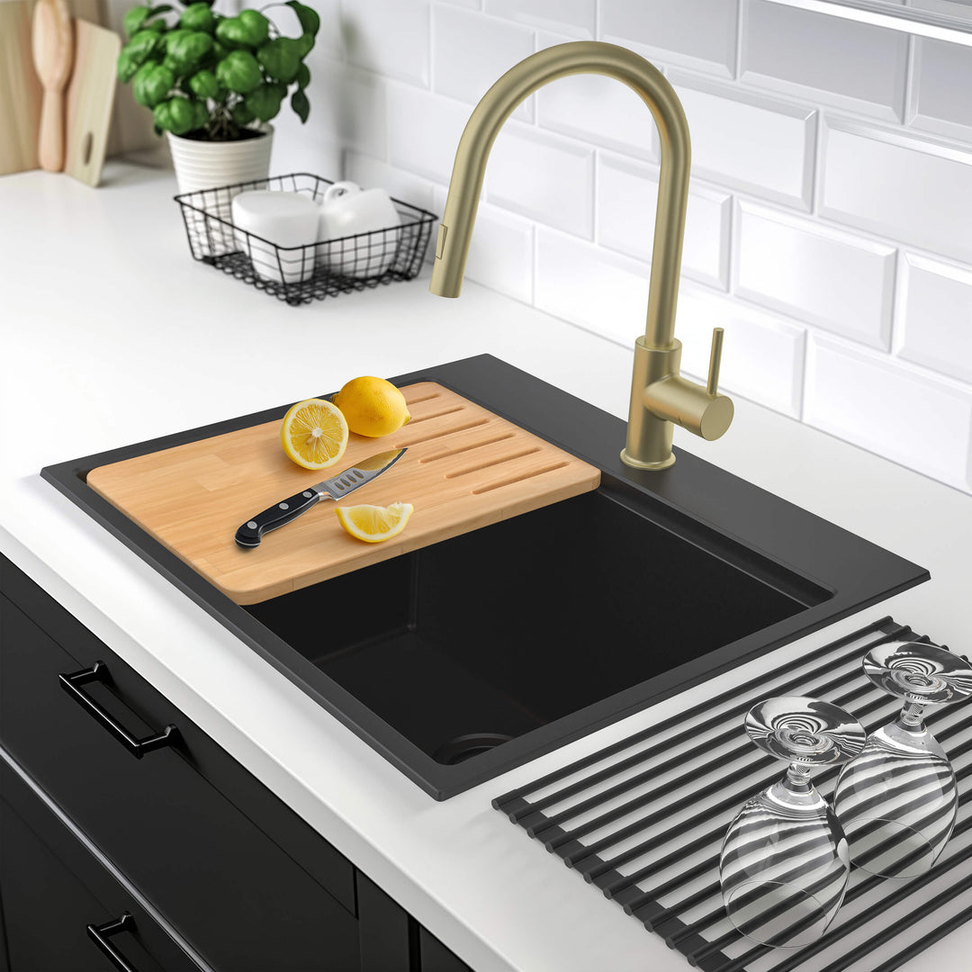 25" Top-Mount Single Bowl Quartz Workstation Kitchen Sink