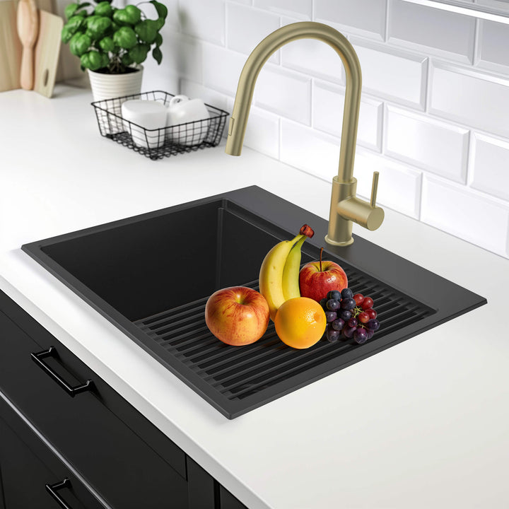 25" Top-Mount Single Bowl Quartz Workstation Kitchen Sink