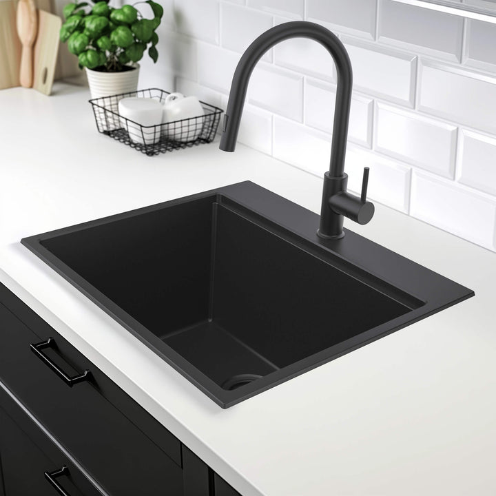 25" Top-Mount Single Bowl Quartz Workstation Kitchen Sink