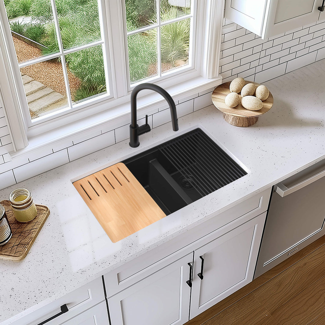 33" Undermount Double Bowl Quartz Workstation Kitchen Sink