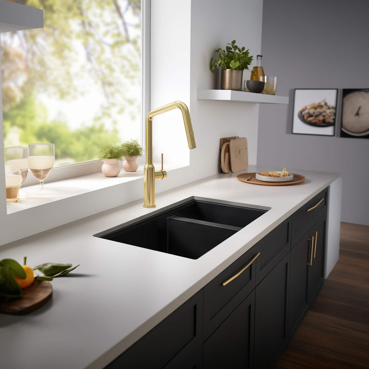 33" Undermount Double Bowl Quartz Workstation Kitchen Sink