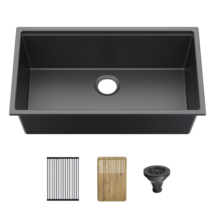 33" Undermount Single Bowl Quartz Workstation Kitchen Sink | ANVE Kitchen &amp; Bath