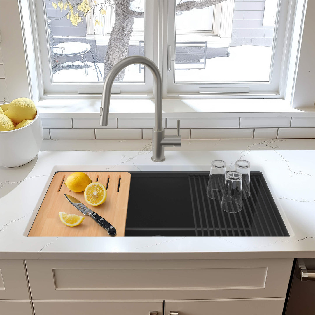 33" Undermount Single Bowl Quartz Workstation Kitchen Sink