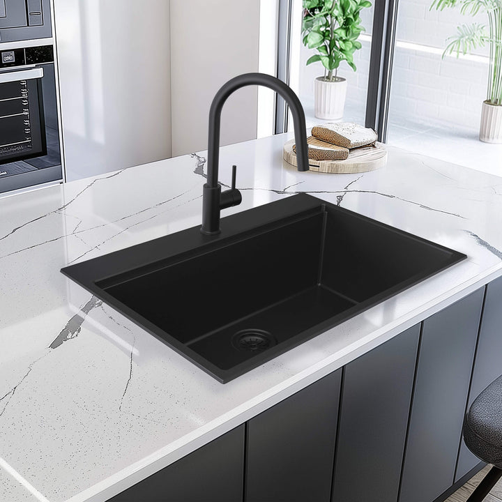 33" Top-Mount Single Bowl Quartz Workstation Kitchen Sink
