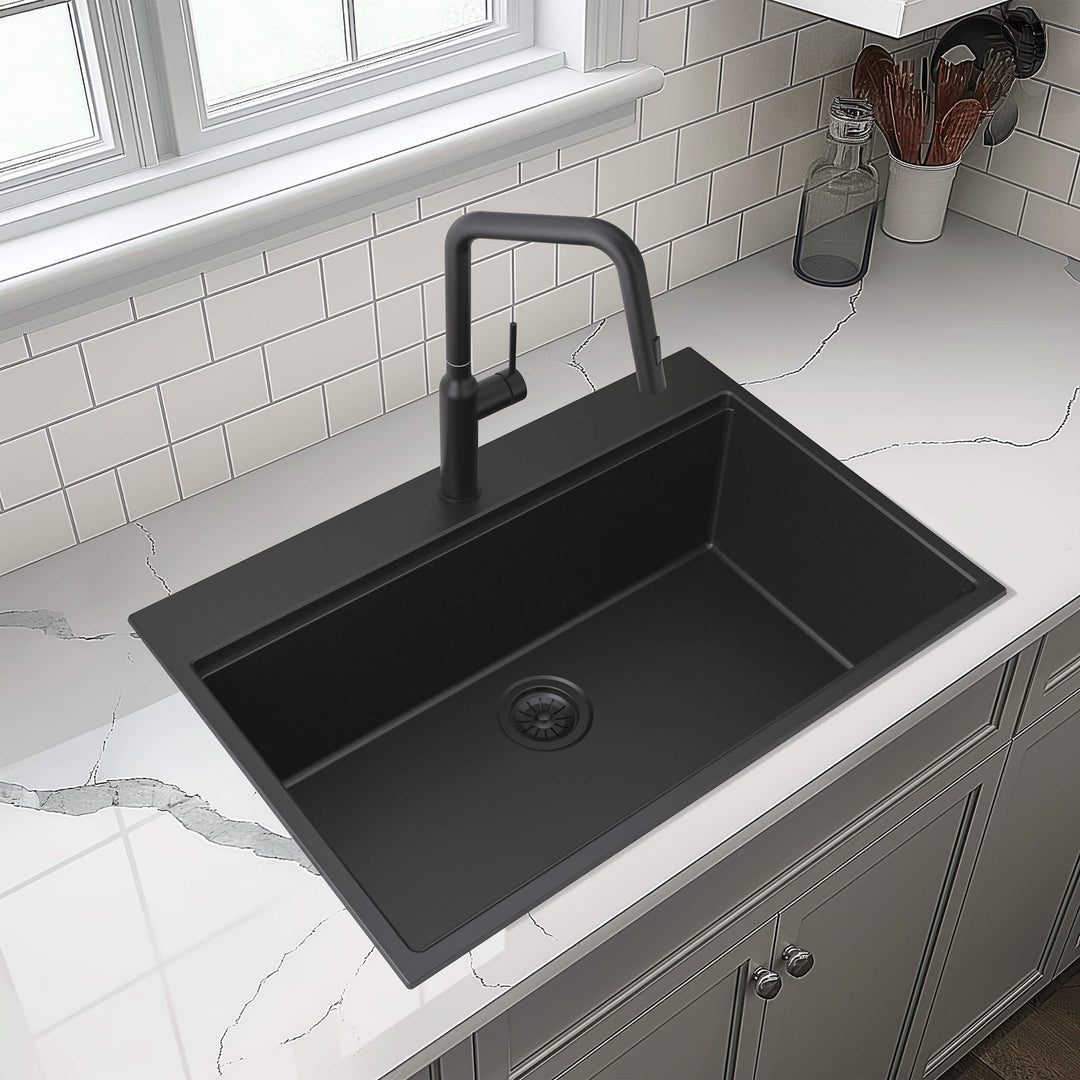 33" Top-Mount Single Bowl Quartz Workstation Kitchen Sink