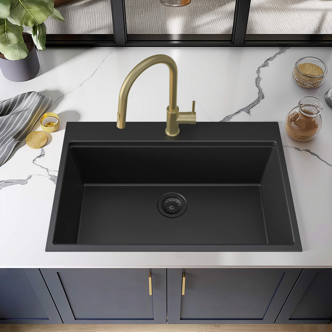 33" Top-Mount Single Bowl Quartz Workstation Kitchen Sink