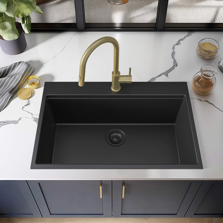 33" Top-Mount Single Bowl Quartz Workstation Kitchen Sink