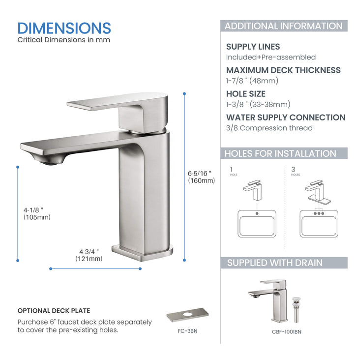 Aurora Single-Handle Single-Hole Bathroom Faucet with Pop-Up Drain