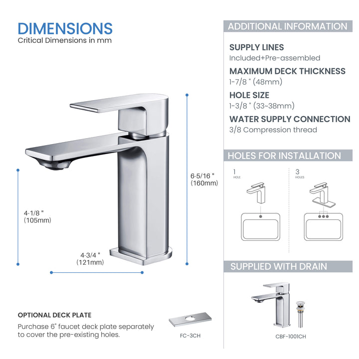 Aurora Single-Handle Single-Hole Bathroom Faucet with Pop-Up Drain