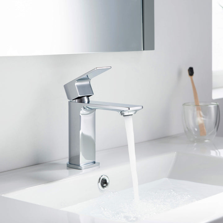 Aurora Single-Handle Single-Hole Bathroom Faucet with Pop-Up Drain