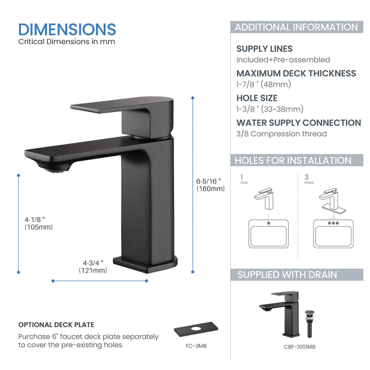 Aurora Single-Handle Single-Hole Bathroom Faucet with Pop-Up Drain