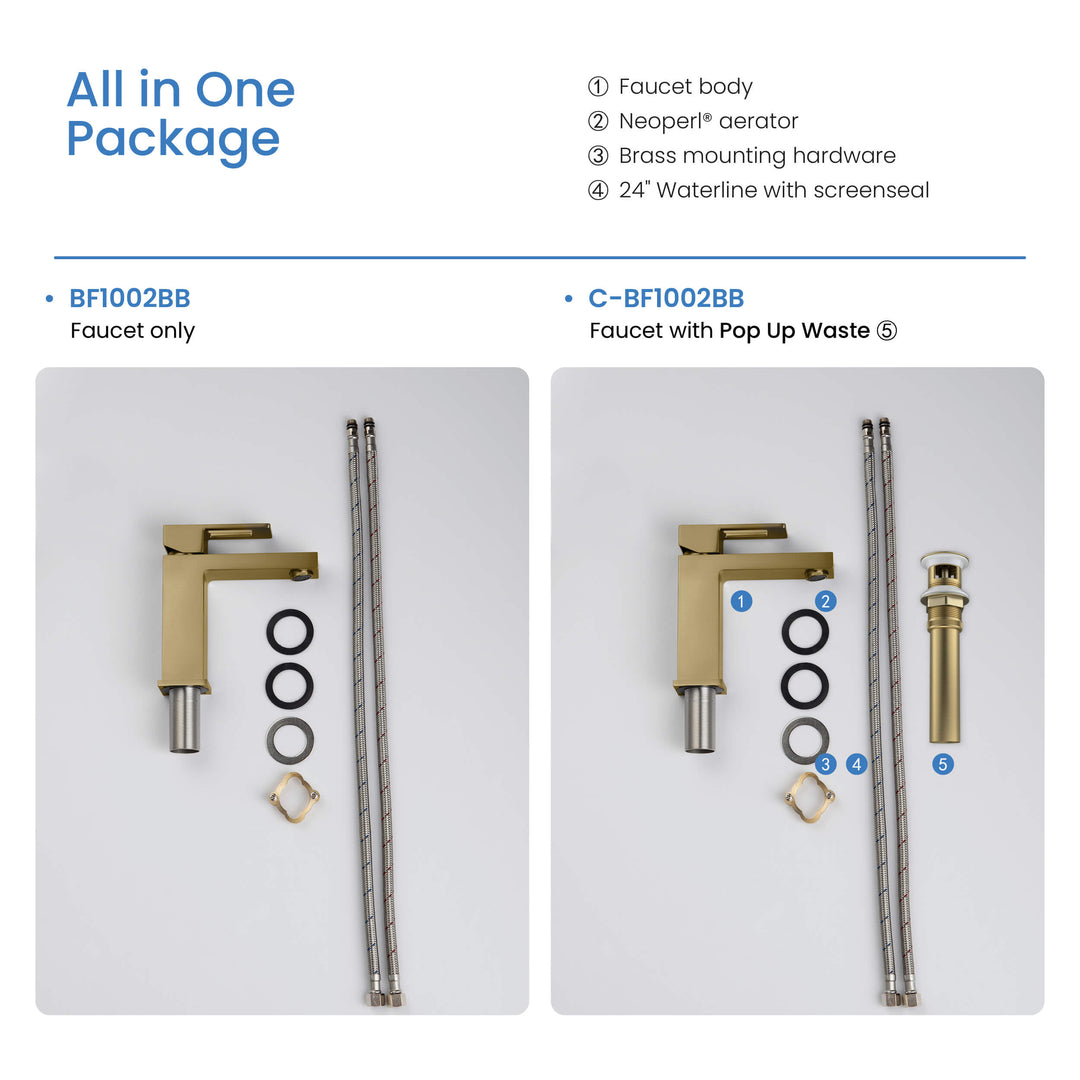 Quadra Single-Handle Single-Hole Bathroom Faucet with Pop-Up Drain