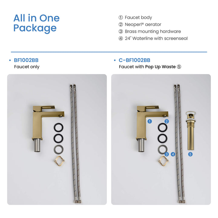 Quadra Single-Handle Single-Hole Bathroom Faucet with Pop-Up Drain