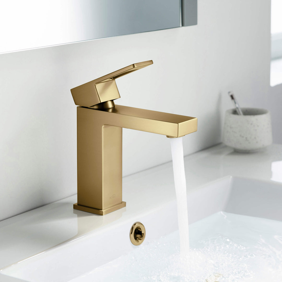 Quadra Single-Handle Single-Hole Bathroom Faucet with Pop-Up Drain