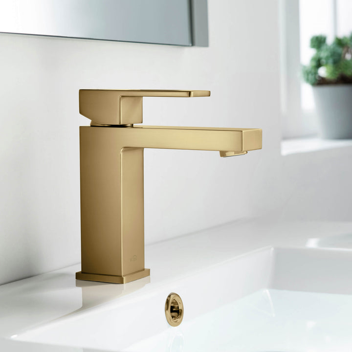 Quadra Single-Handle Single-Hole Bathroom Faucet with Pop-Up Drain