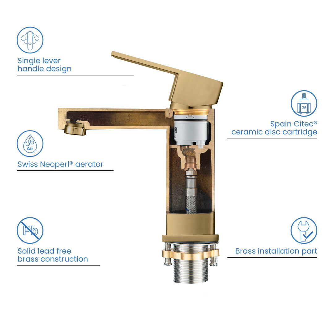 Quadra Single-Handle Single-Hole Bathroom Faucet with Pop-Up Drain