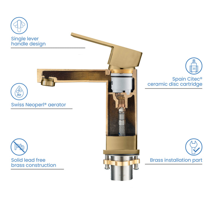 Quadra Single-Handle Single-Hole Bathroom Faucet with Pop-Up Drain
