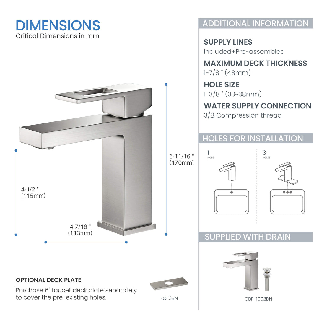 Quadra Single-Handle Single-Hole Bathroom Faucet with Pop-Up Drain