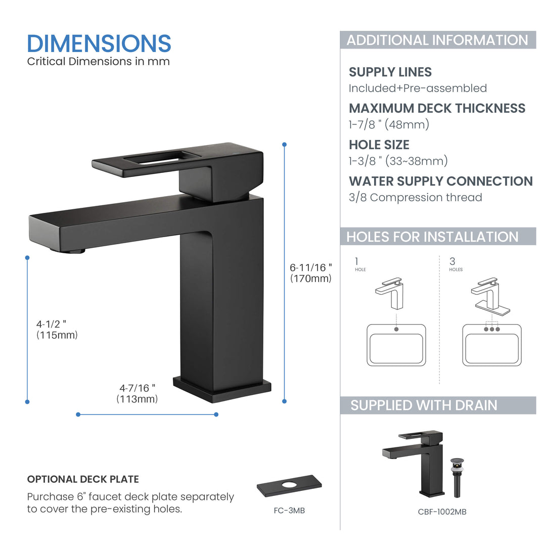 Quadra Single-Handle Single-Hole Bathroom Faucet with Pop-Up Drain