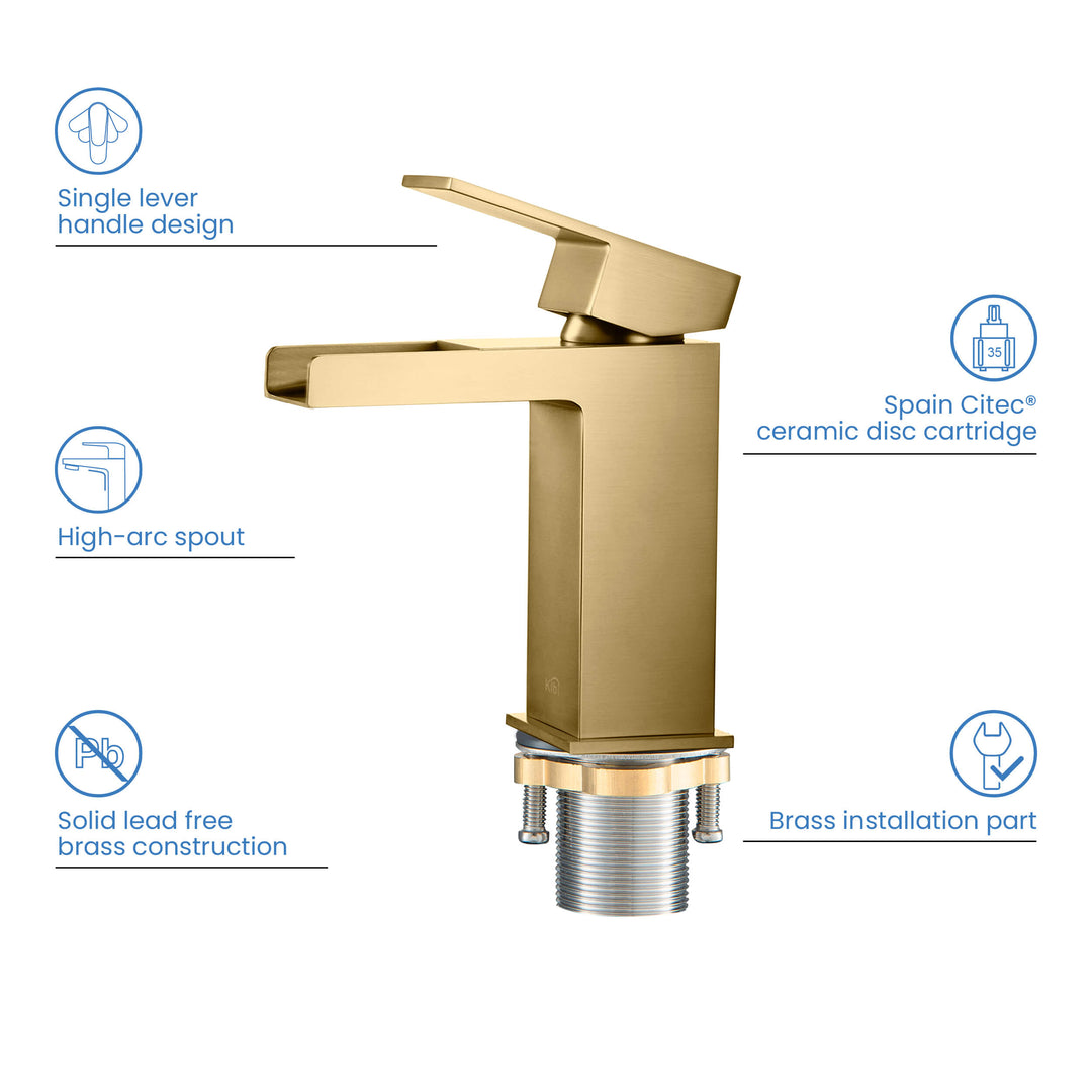 Quadra Single-Handle Waterfall Bathroom Faucet