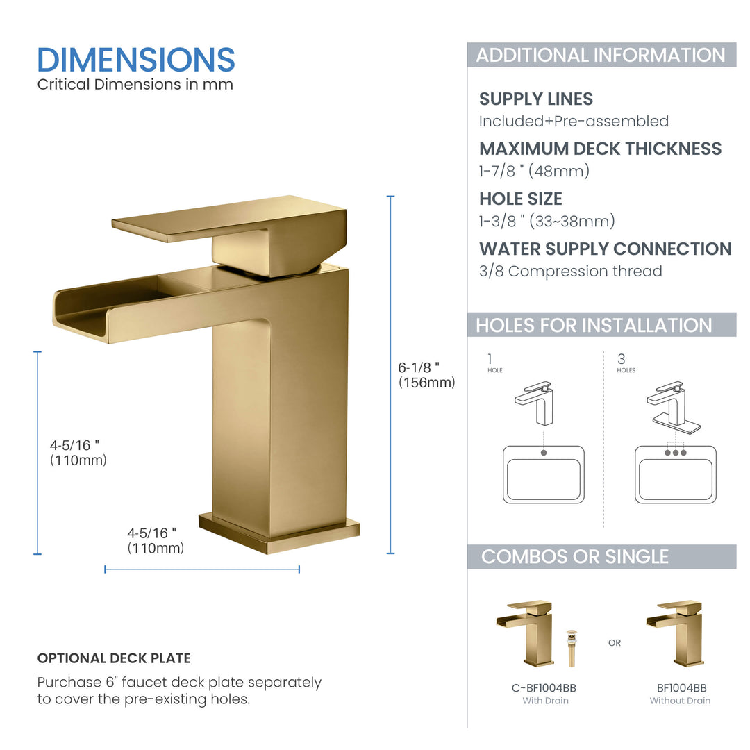 Quadra Single-Handle Waterfall Bathroom Faucet