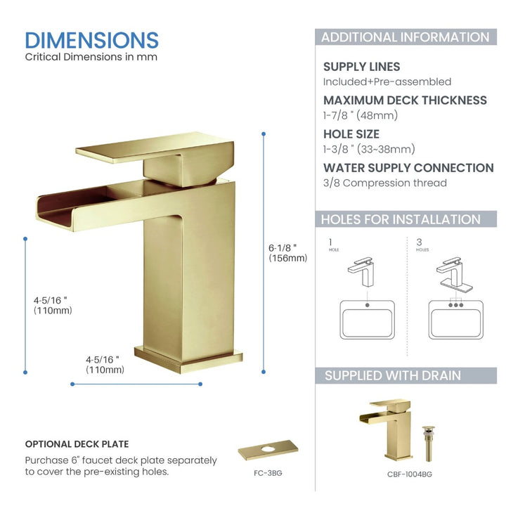 Quadra Single-Handle Waterfall Bathroom Faucet