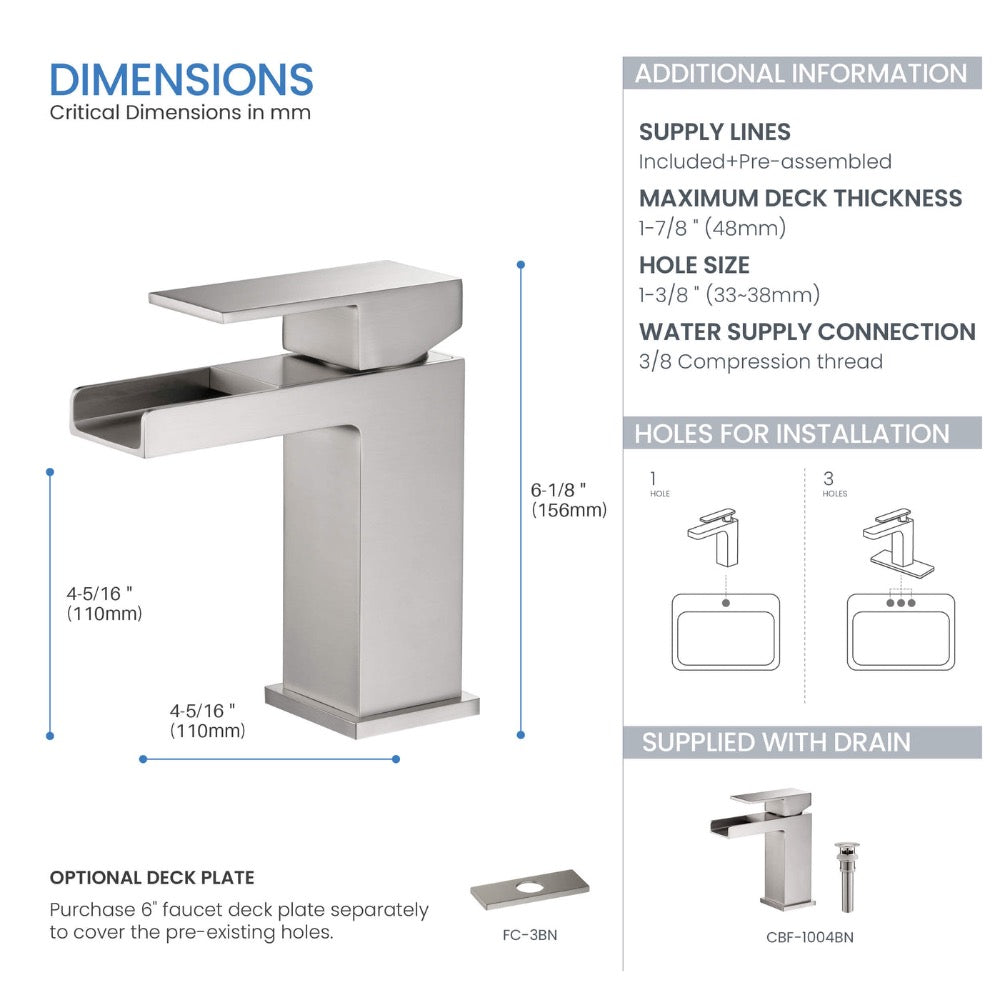 Quadra Single-Handle Waterfall Bathroom Faucet