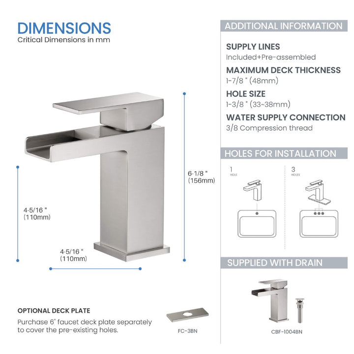 Quadra Single-Handle Waterfall Bathroom Faucet