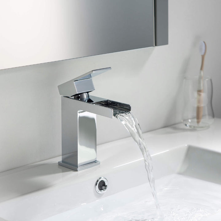 Quadra Waterfall Single Handle Bathroom Vanity Sink Faucet
