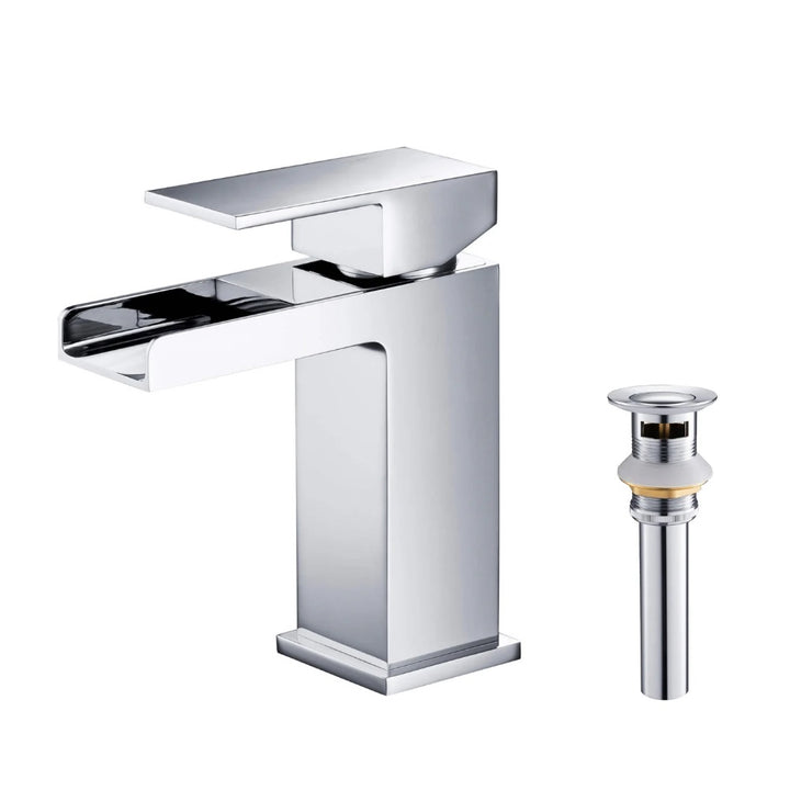 Quadra Waterfall Single Handle Bathroom Vanity Sink Faucet Chrome