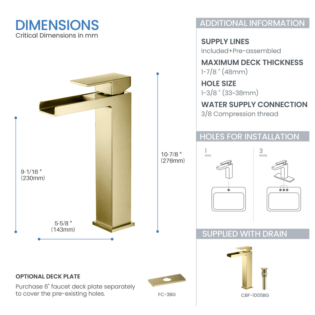 Quadra Single-Handle Waterfall Vessel Sink Faucet