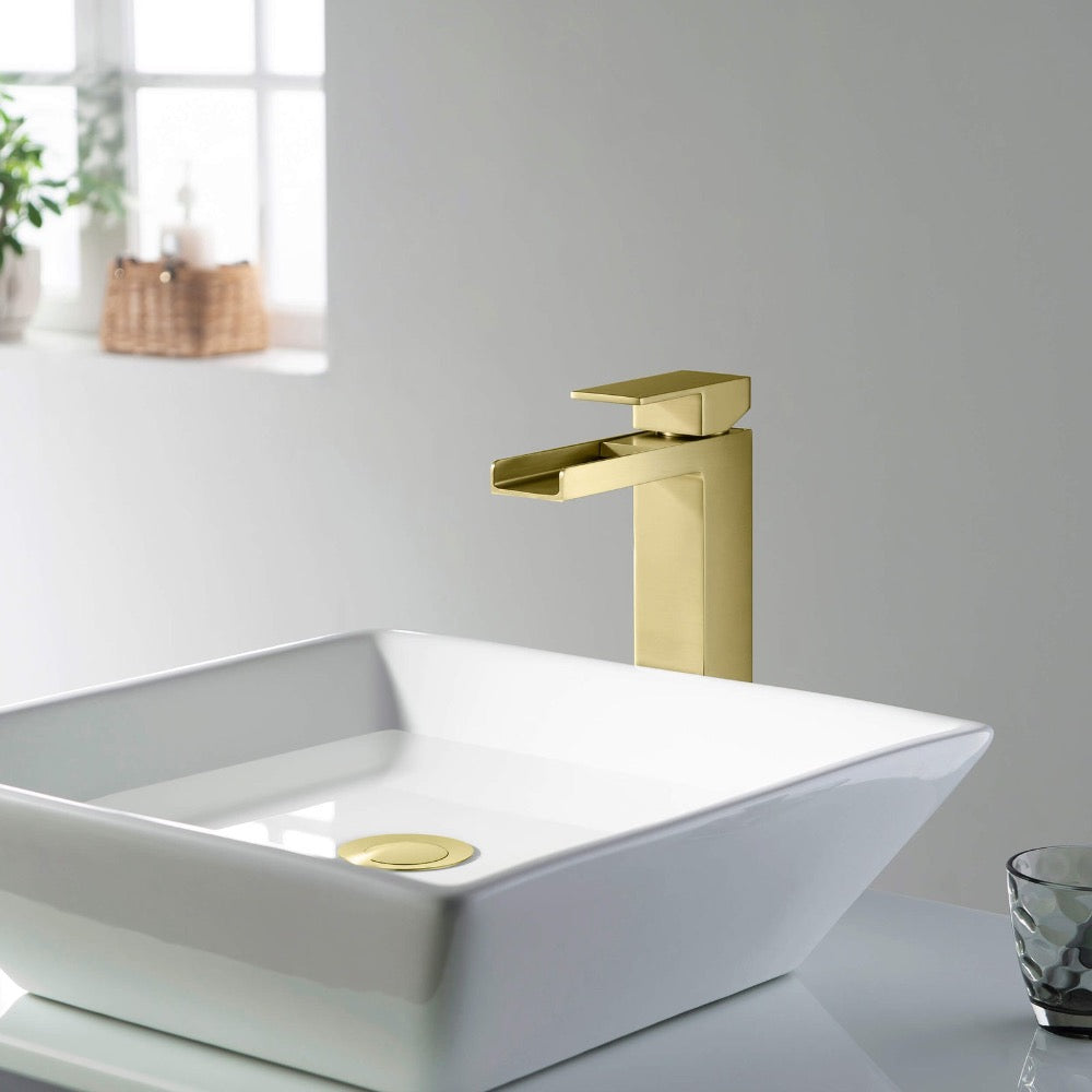Quadra Waterfall Single Handle Bathroom Vessel Sink Faucet
