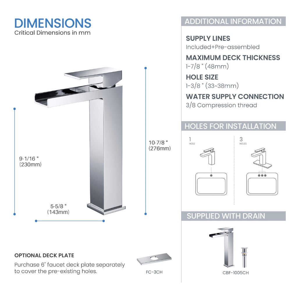 Quadra Single-Handle Waterfall Vessel Sink Faucet