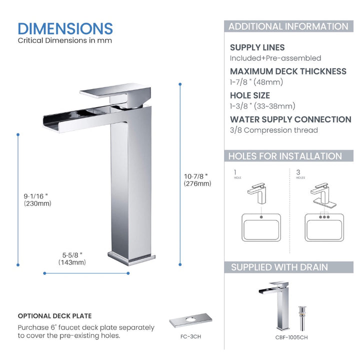 Quadra Single-Handle Waterfall Vessel Sink Faucet