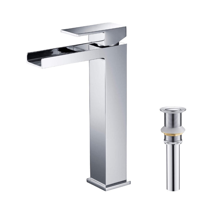 Quadra Waterfall Single Handle Bathroom Vessel Sink Faucet Chrome