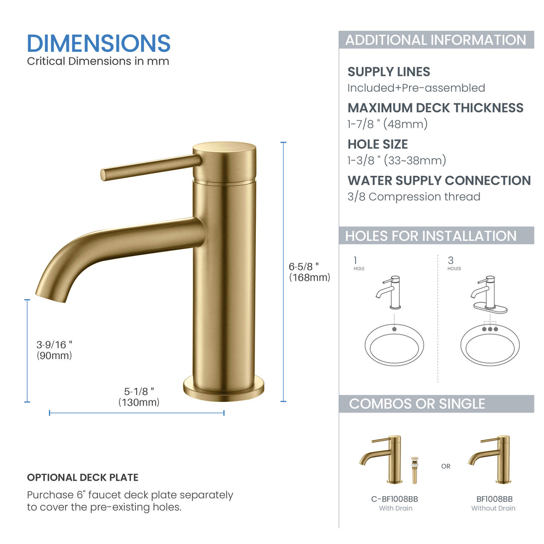 Halo Single-Handle Single-Hole Bathroom Faucet with Pop-Up Drain