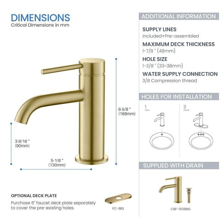 Halo Single-Handle Single-Hole Bathroom Faucet with Pop-Up Drain