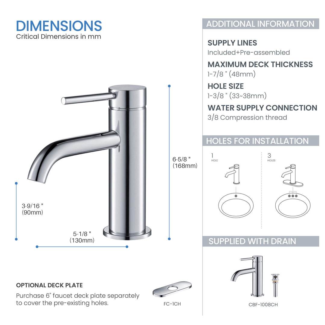 Halo Single-Handle Single-Hole Bathroom Faucet with Pop-Up Drain
